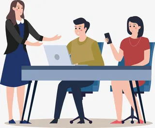 手绘卡通矢量扁平正在办公的人免扣元素免抠