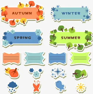 春夏秋冬 冬天 动画卡通 春夏免抠