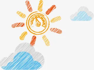 手绘卡通白云太阳免抠