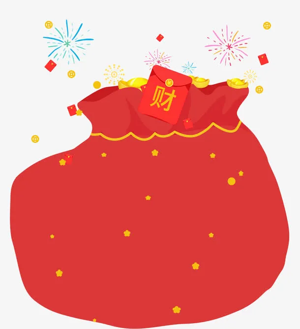 新春装饰卡通手绘福袋素材免抠