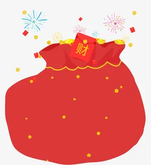 新春装饰卡通手绘福袋素材免抠