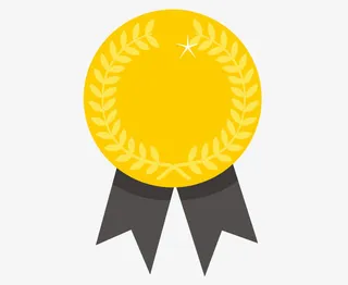 矢量扁平黄色等级勋章PNG图片免抠