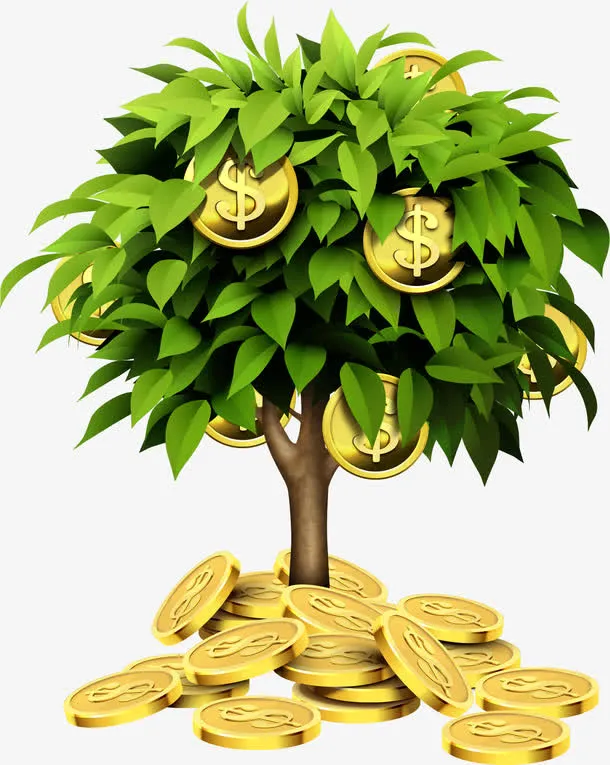 矢量树上的金币免抠