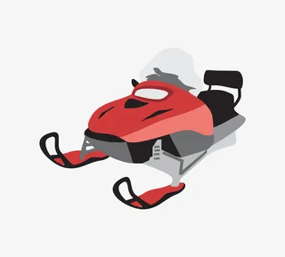 手绘卡通红色滑雪车免抠