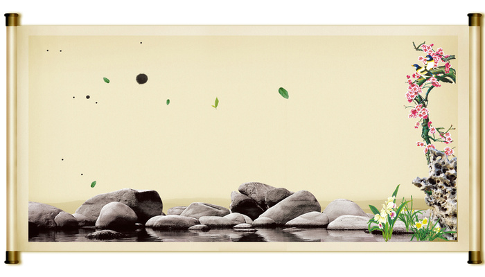 企业标语 菊花 四扇屏展板背景素材高清