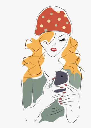 玩手机的美女免抠