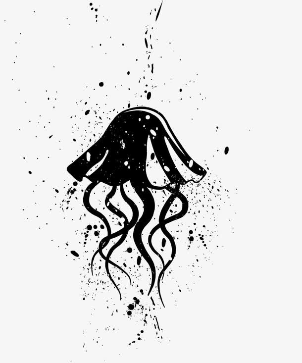墨迹水母免抠
