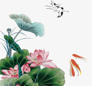 水墨荷花素材免抠