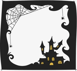 蜘蛛网鬼屋边框免抠