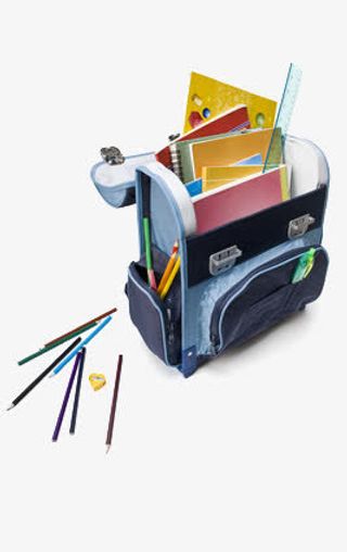 学生书包里面的书本免抠