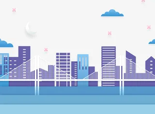 创意城市建筑插画免抠