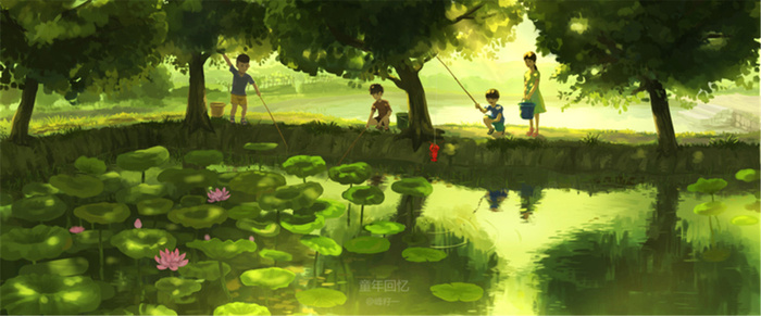 儿童钓鱼背景高清