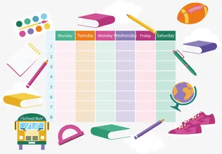 漂浮教育文化装饰课程表免抠