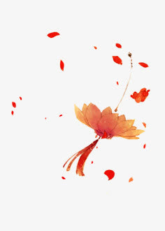 红色彩绘花朵花瓣装饰免抠