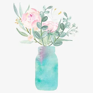 彩色唯美装饰花瓶设计图免抠