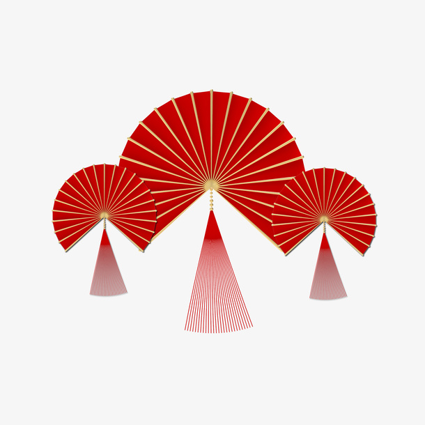 国潮风扇子元素免抠