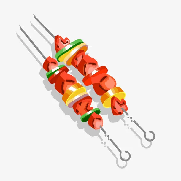卡通彩色的肉串矢量图免抠