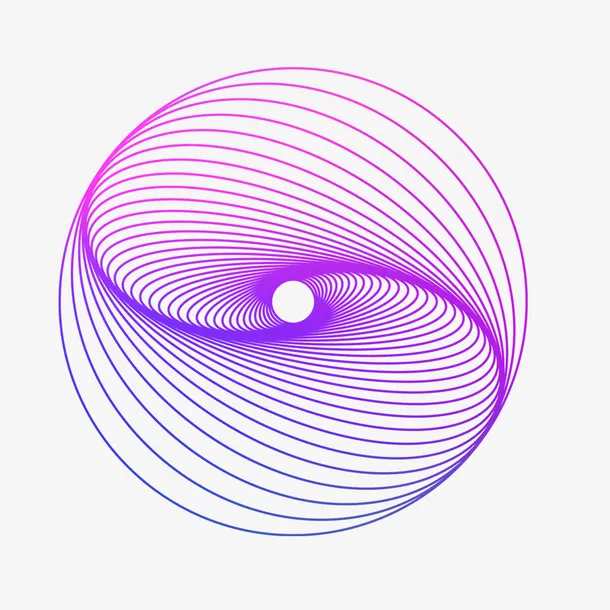 紫色渐变螺旋矢量曲线线条球体素免抠