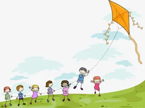 谷雨节儿童放风筝免抠节日其他节日元素