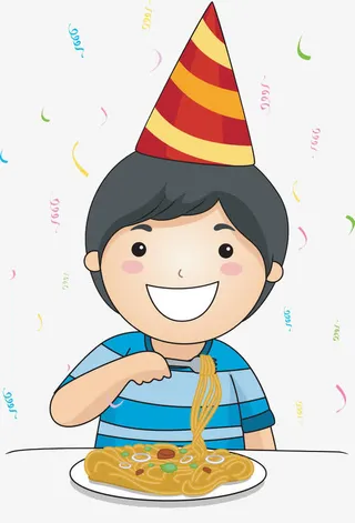 生日会吃面条的寿星免抠