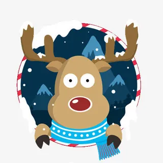 扁平风格合成圣诞节驯鹿造型免抠