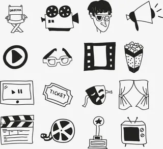 电影拍摄涂鸦图标免抠