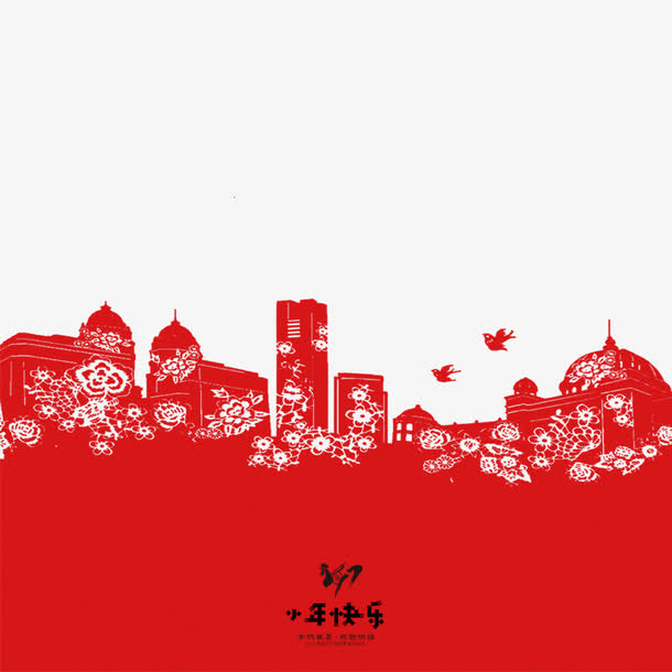 中国风红色剪纸素材免抠