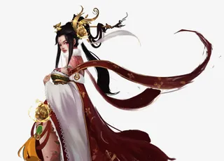 古风典雅红袍美女免抠