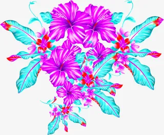 紫色牵牛花丛素材免抠