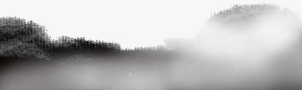 中国风水墨山水装饰图案免抠