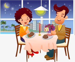 夜光下吃饭的情侣免抠