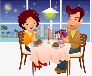 夜光下吃饭的情侣免抠