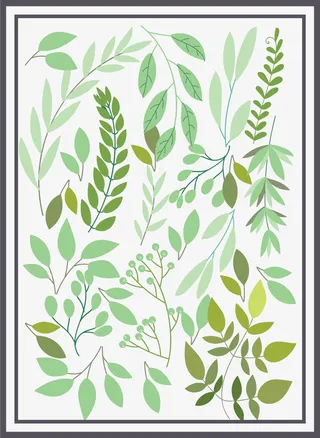 春天各式绿色叶子装饰免抠