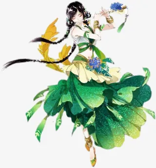 吹奏笛子的少女免抠