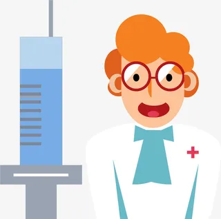 手绘医生打针疫苗插画免抠