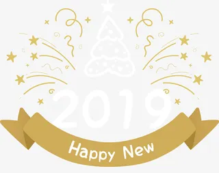 新年香槟金庆祝标签免抠