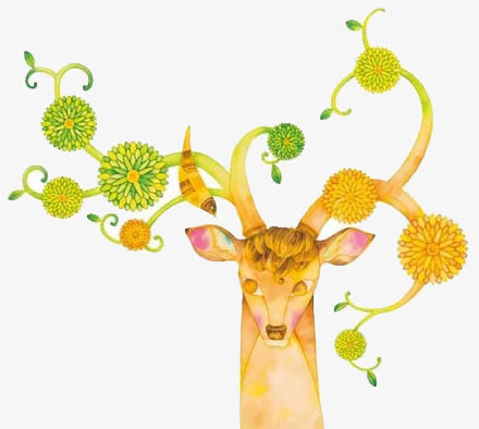 抽象卡通梅花鹿免抠