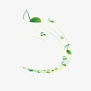 绿色飘动音符免抠