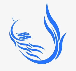 矢量蓝色抽象凤凰免抠