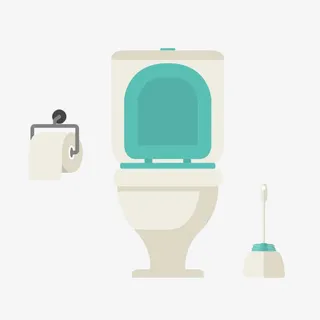 扁平化手绘抽水马桶免抠