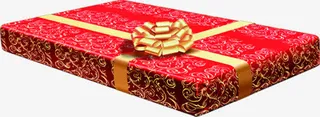 卡通红色花纹礼盒免抠