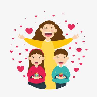 卡通版的家长和孩子免抠