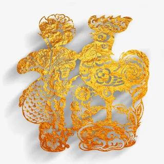 金鸡金鱼剪纸免抠