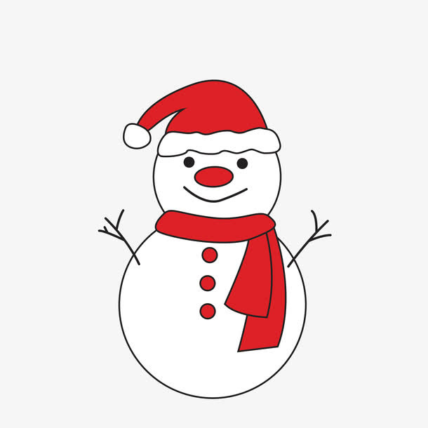 白色手绘雪人装饰免抠