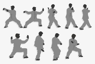 着太极服打太极人物剪影矢量图免抠