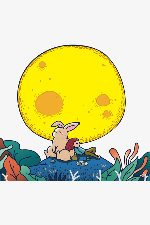 中秋节可爱卡通动漫中秋元素免抠