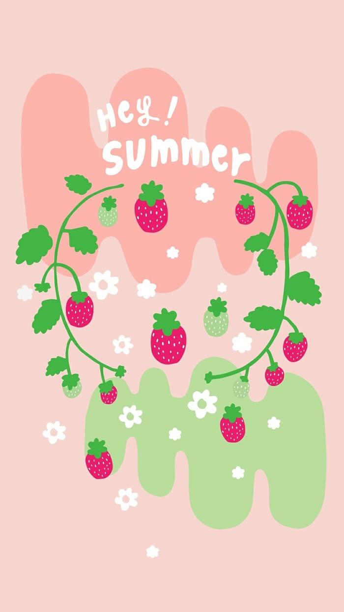 粉色扁平手绘夏天背景图高清