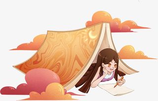 手绘人物学习用品互动免抠