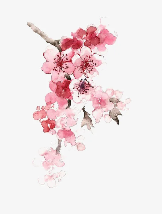 水墨桃花免抠