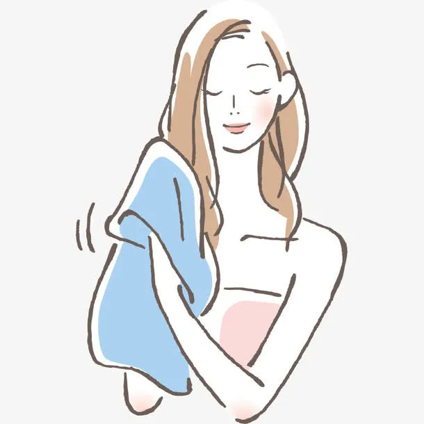 擦头发的美女免抠